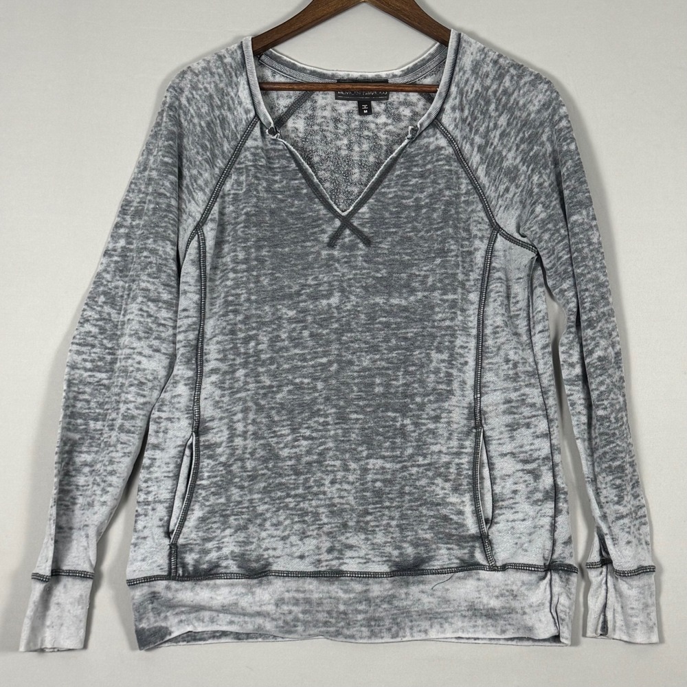 Almost Famous Sweatshirt Womens Medium Gray Excellent Y2K Grunge Acid Wash Boho